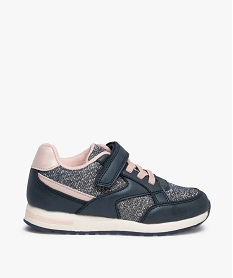 GEMO Baskets fille style retro running en mesh brillant Bleu