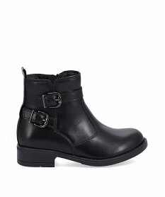 GEMO Boots fille unies style cavalière dessus cuir - Tanéo Noir