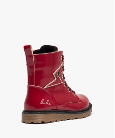 boots fille vernies style rock a semelle crantee - lulucastagnette rouge bottes et bootsC720601_4