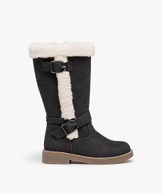 bottes fille unies a bordures en sherpa noirC724401_1