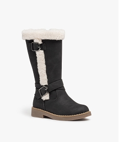 bottes fille unies a bordures en sherpa noirC724401_2