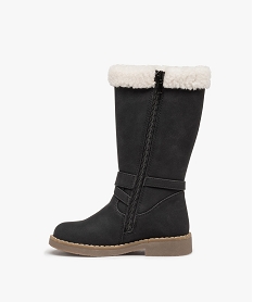 bottes fille unies a bordures en sherpa noirC724401_3