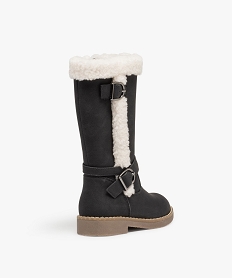 bottes fille unies a bordures en sherpa noirC724401_4