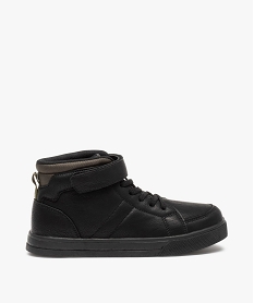 GEMO Baskets garçon mid-cut unies à lacets et scratch noir standard