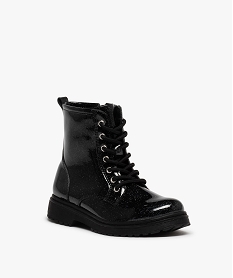 boots fille vernies a lacets et zip style rangers noirC729501_2