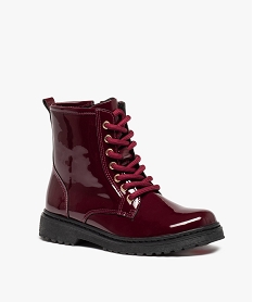boots fille vernies a lacets et zip style rangers rougeC729601_2