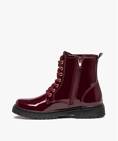 boots fille vernies a lacets et zip style rangers rougeC729601_3