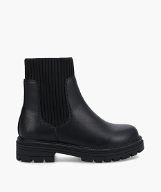 GEMO Boots fille unies à col chaussette et semelle crantée noir standard