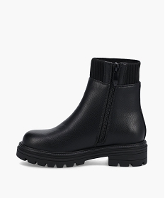 boots fille unies a col chaussette et semelle crantee noir standard bottes et bootsC730201_3