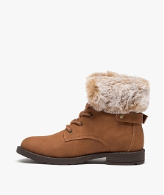 bottines fille unies avec col fourre fermeture lacets orangeC731301_3