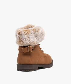 bottines fille unies avec col fourre fermeture lacets orangeC731301_4