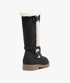 bottes fille a talon plat et bordures en sherpa noirC732201_4