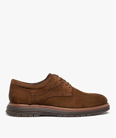 derbies homme dessus cuir uni a lacets - taneo brunC732901_1