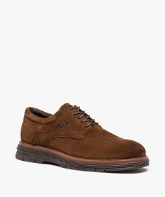 derbies homme dessus cuir uni a lacets - taneo brunC732901_2