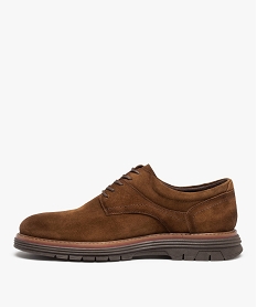 derbies homme dessus cuir uni a lacets - taneo brunC732901_3