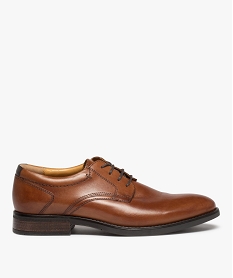 GEMO Derbies homme classiques à lacets dessus cuir uni Orange