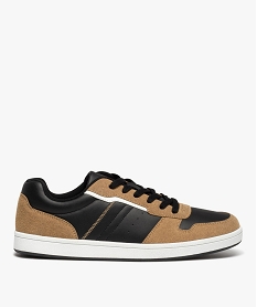 GEMO Baskets homme skateshoes bicolores à lacets marron vif
