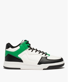 GEMO Baskets homme colorées semi-montantes à lacets blanc chine