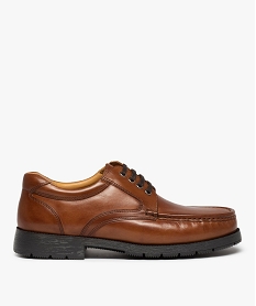 GEMO Chaussures bateau homme confort dessus cuir uni Orange
