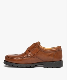 chaussures bateau homme confort dessus cuir uni marron chine mocassinsC737001_3