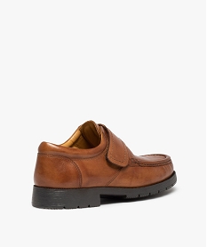 chaussures bateau homme confort dessus cuir uni marron chine mocassinsC737001_4