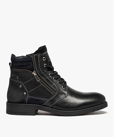 boots homme dessus cuir uni details metalliques - taneo noirC737601_1