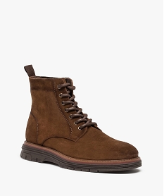 boots homme unies dessus cuir a lacets - taneo brun bottes et bootsC738801_2