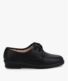 GEMO Derbies femme confort unis doublure fourrée Noir