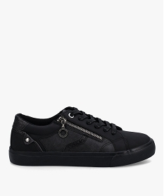 GEMO Baskets femme monochromes fermeture lacets et zip noir standard