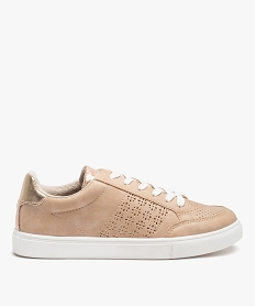GEMO Baskets femme métallisées à motifs ajourés beige standard
