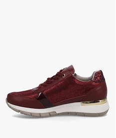baskets femme dessus verni et metallise fermeture zip rougeC742801_3