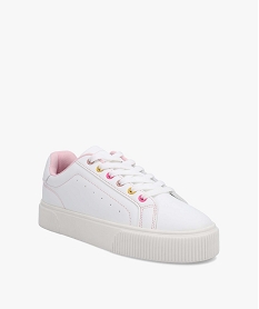 tennis femme unies a œillets colores blanc baskets et tennisC743401_1