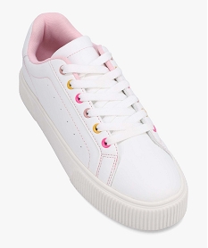 tennis femme unies a œillets colores blanc baskets et tennisC743401_4