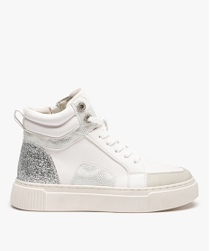 GEMO Baskets femme mid-cut à détails brillants fermeture zip blanc standard