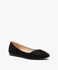 ballerines femme en suedine unie dessus drape noir ballerinesC744701_2