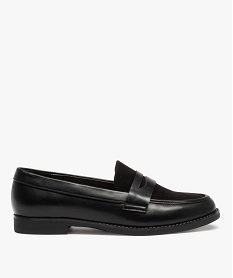 GEMO Mocassins femme unis dessus bi-matière et à talon plat noir standard