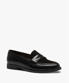 mocassins femme unis bi-matieres a talon plat noir mocassinsC746101_2
