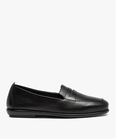 GEMO Mocassins femme à talon plat dessus cuir uni - Tanéo Noir