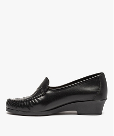 mocassins confort femme a talon dessus cuir brode noir mocassinsC746901_3