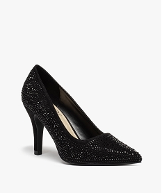 escarpins femme unis a strass et bout pointu noirC748201_2