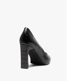 escarpins femme a talon dessus imitation croco noirC748901_4