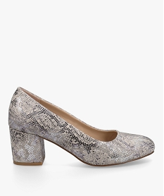 GEMO Escarpins femme à talon carré dessus imitation python Multicolore