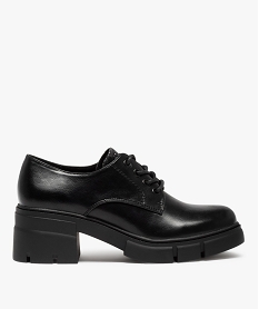 derbies femme unis a talon carre et semelle crantee noirC749501_1