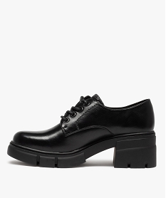 derbies femme unis a talon carre et semelle crantee noirC749501_3