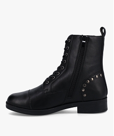 boots femme unies style rock fermeture lacets et zip noirC751801_3