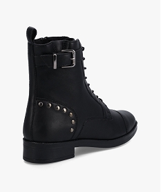 boots femme unies style rock fermeture lacets et zip noirC751801_4