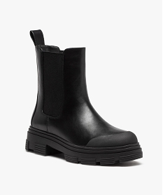 boots femme unies style chelsea a semelle crantee noirC752701_2