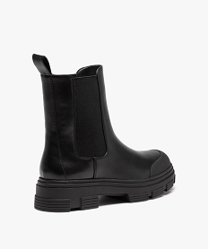 boots femme unies style chelsea a semelle crantee noirC752701_4