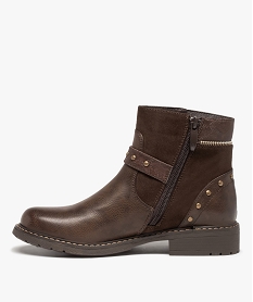 boots femme unies style motard avec details en metal brunC754001_3