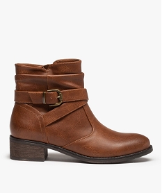 GEMO Boots femme unies avec tige drapée et bride décorative Orange